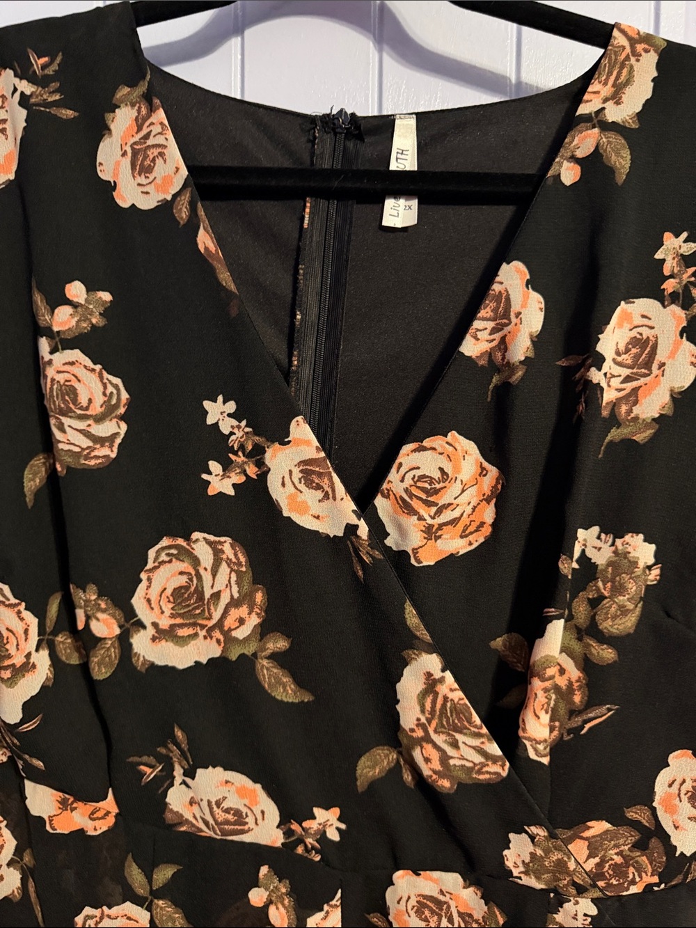 Live 4 Truth Black Floral Maxi Romper Split Leg Pantsuit Resort Vacation Club 2X - Picture 6 of 14